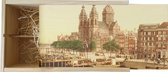Wijnkist - Oud Stadsgezicht Amsterdam - St. Nicolaaskerk Prins Hendrikkade - Oude Foto Print op Houten Kist - 19x36 cm