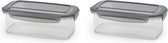 Lot de 2x Récipient pour aliments frais avec couvercle clic - Anthracite - 0,8 litre - 19 x 11 x 7 cm - 100% étanche à l'air et à l'eau - Va au lave-vaisselle / micro-ondes - Boîte de rangement pour la préparation des repas