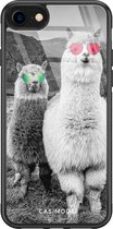 iPhone SE 2020 hoesje glass - Llama bruh | Apple iPhone SE (2020) case | Hardcase backcover zwart