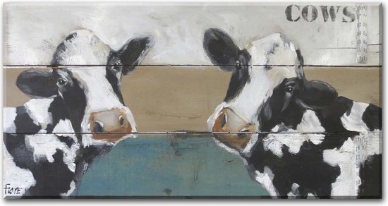 Schilderij - Steigerhout koeien | bol.com