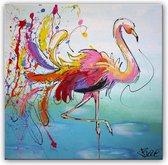 Schilderij - Staande flamingo