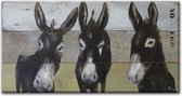 Schilderij - Steigerhout ezels