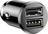 Baseus mini autolader 2x usb poort 3.1A - zwart