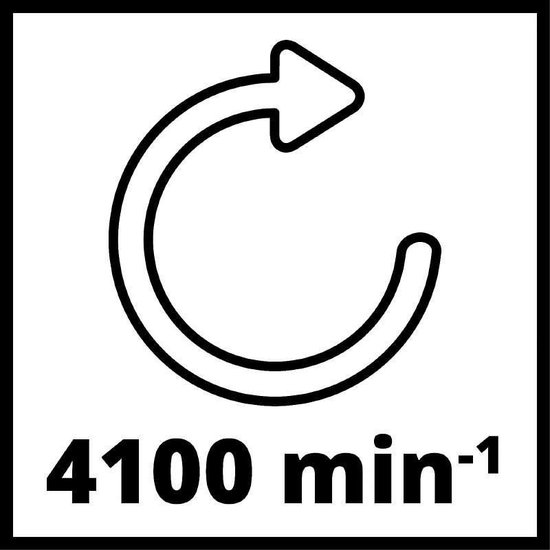 Pictogram met cirkelvormige pijl en tekst '4100 min-1'.