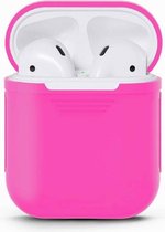 Siliconen Bescherm Hoes Cover Case donker roze geschikt voor AirPods 1/2