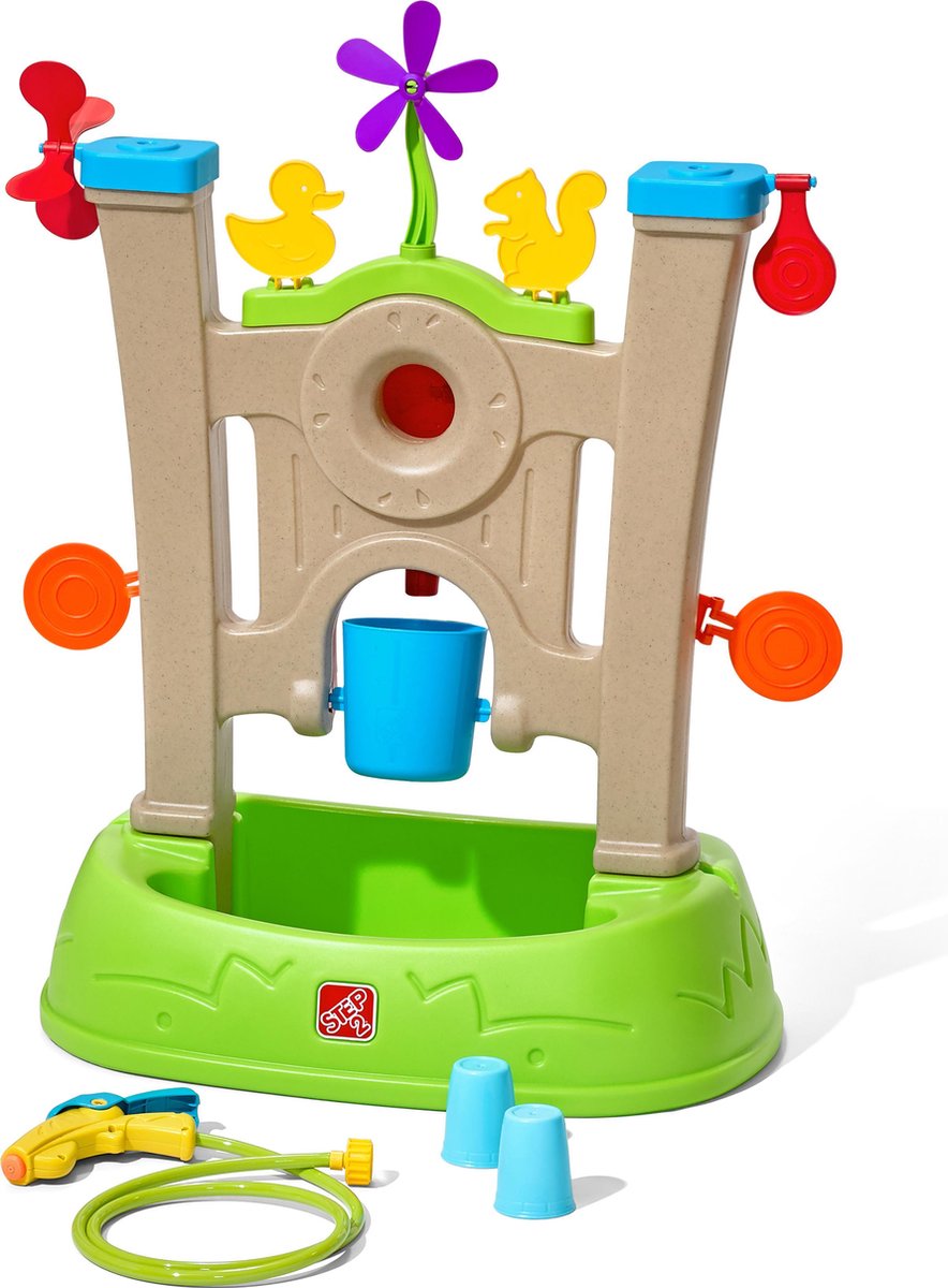Step2 Waterpark Arcade Waterspeelgoed - Watertafel met Waterrad en Waterspuit en accessoires zoals doelwitten spinners bekers en meer - Activiteitentafel voor de tuin