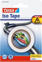 3x Tesa isolatietape rol wit 10 mtr x 1,5 cm - Klusbenodigdheden - Isolatie tape - Universele tape - Elektriciteitskabels/draden bundelen