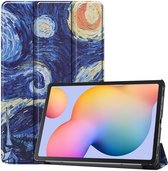 Tri-Fold Sterrennacht Print Hoesje Geschikt voor Samsung Galaxy Tab S6 Lite