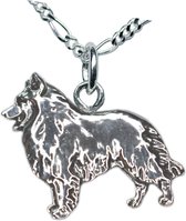 Tervuerense \ Groenendaeler Herder Hanger plat -merk COOLDOG™ in massief Zilver * inclusief ketting