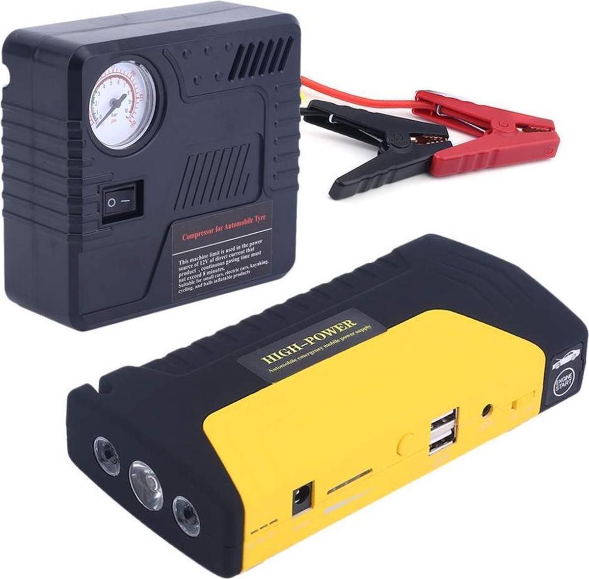 Jump Starter met Powerbank Starthulp met 12v Accu Lader voor Starten Auto Motor