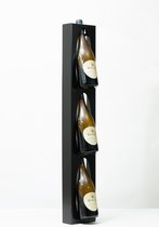 Ferro Duro - Wijnrek voor aan de muur - 3 flessen - zwart - flessenrek