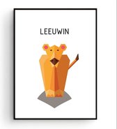 Postercity - Design Canvas Poster Pixel Leeuwin / Safari Dieren / Kinderkamer / Dieren Poster / Babykamer - Kinderposter / Babyshower Cadeau / Muurdecoratie / 40 x 30cm / A3