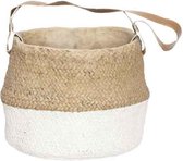 Cosy en Trendy Bloempot Leather Handle Wit 19,5x19,5xh15,5cm Rond - Cement (set van 4)