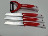 Solingen set 3x couteau d'office et éplucheur de légumes - éplucheur de légumes - couteaux à éplucher - lames d'office (rouge-blanc)