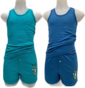 Embrator 2 x Jongens Ondergoedsetje met loose fit boxershort kobalt/turquoise 128/134