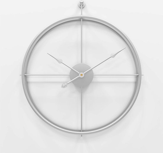 EKEO - Moderne klok -Wandklok zonder cijfers - Metaal - Zilver | bol.com