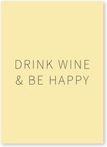 Carte avec des citations de vin - Cartes de vin Happy - Boire du vin et être heureux (Set de 5 cartes)