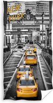 New York Strandlaken Yellow Cab - 70x140 cm - Grey/Yellow