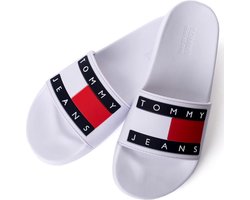 Tommy Hilfiger dames slippers logo flag - white | bol.com