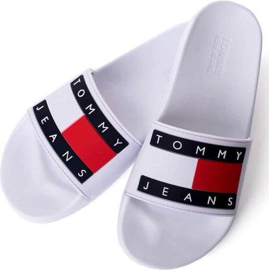 Tommy Hilfiger dames slippers logo flag - white | bol