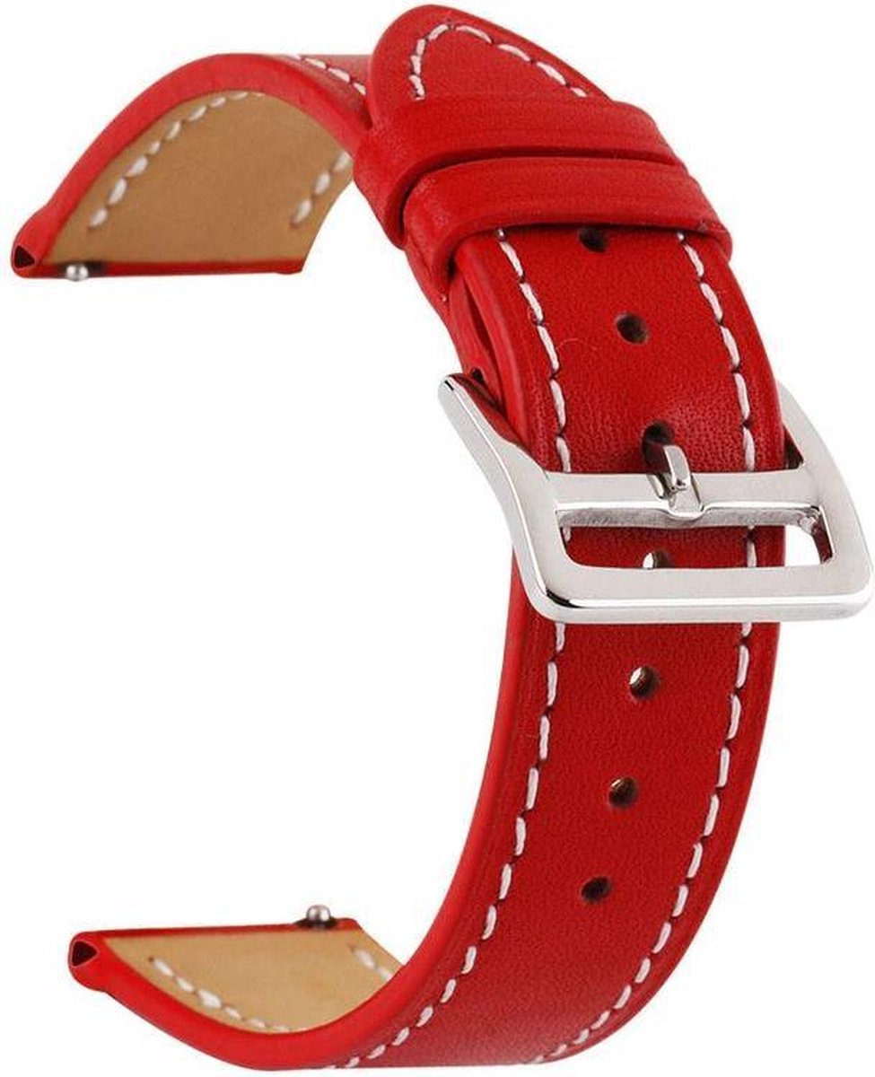 Fungus - Smartwatch bandje - Geschikt voor Samsung Galaxy Watch 3 45mm, Gear S3, Huawei Watch GT 2 46mm, Garmin Vivoactive 4, 22mm horlogebandje - PU leer - Net - Rood