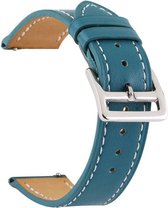 Smartwatch bandje - Geschikt voor Samsung Galaxy Watch 3 45mm, Gear S3, Huawei Watch GT 2 46mm, Garmin Vivoactive 4, 22mm horlogebandje - PU leer - Fungus - Net - Blauw Groen