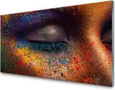 Eye of model | 4 mm glas schilderij | 120 x 80 cm | Incl. Blind ophangsysteem | Glazen schilderij met hoge kwaliteit print