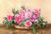Diamond Painting Boeket roze bloemen 30x45cm. (Volledige bedekking - Ronde steentjes) diamondpainting inclusief tools