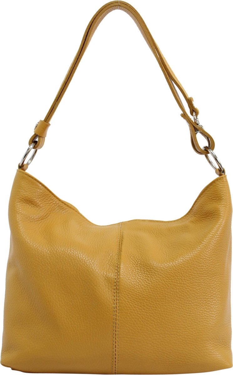AmbraModa GL005 - Dames lederen handtas schoudertas crossbodytas hobo tas Mosterdgeel