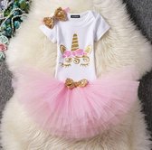 3 in 1 set Cakesmash outfit meisje - First Birthday Roze Unicorn outfit - Eerste verjaardag Eenhorn Jurk set - Een jaar tutu dress - Babykleding - Leuke cadeau 1 jaar - Photoshoot Eenhorn jur