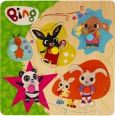 Bing Speelgoed|ORIGINEEL|Houten puzzel voor kinderen vanaf 12 maanden|Bing het konijn|Sula|Pando|Coco|Flop