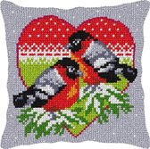 Kruissteek kussen 40x40 vogels,hart