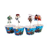 ProductGoods - 12 Stuks Toy Story Mini Cupcake Bakjes + 12 Cupcake Toy Story Versiering  - Kinderen - Kinderfeestje - Party - Taart Decoraties - Verjaardag Decoratie - Happy Birthd