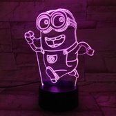 Minion lamp voor kinderkamer. Nachtlampje kind Minion. 3D illusie Nachtlamp 7 Kleuren.