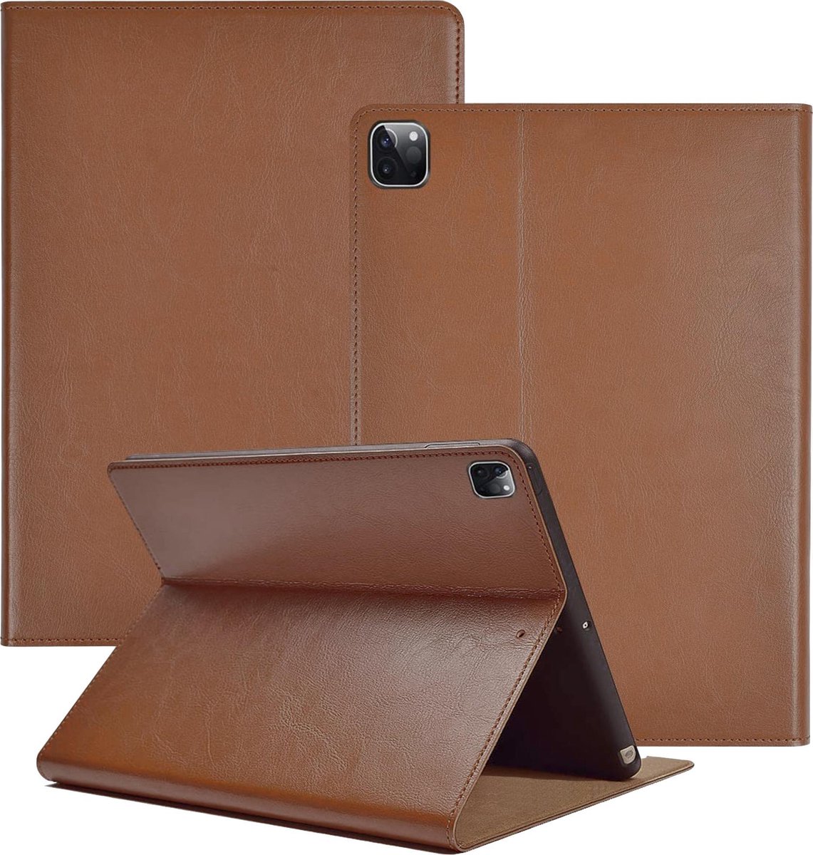 Hoes geschikt voor iPad Pro 2020 12.9 inch - Leren Case Okerbruin