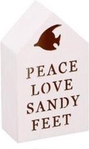Arti Casa Strandhuis Peace Love Sandy Feet 12,5 Cm Hout Wit