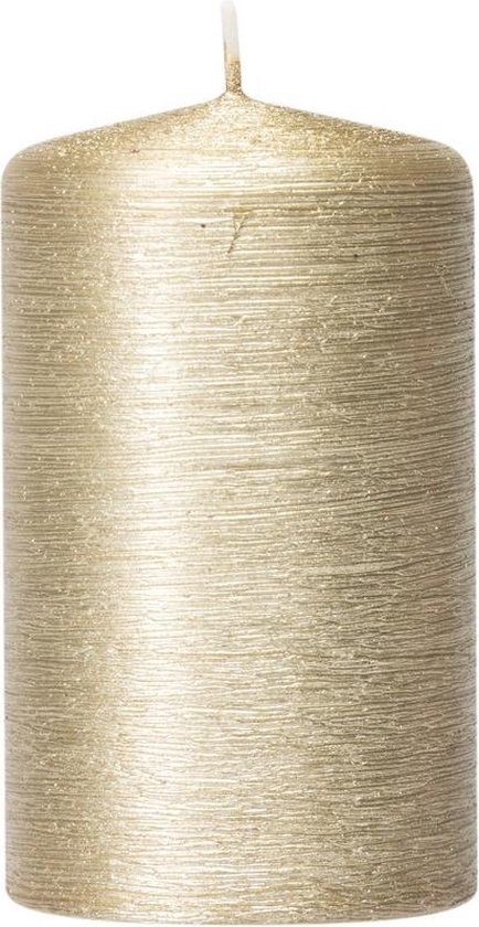 1x Creme gouden cilinderkaars/stompkaars 6 x 10 cm 25 branduren - Geurloze creme goudkleurige kaarsen - Woondecoraties