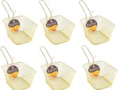 6x stuks gouden patat/snack serveermandjes/frietmandjes 14 cm - Tafeldecoratie - Patat/snack serveren in een mandje
