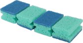 8x stuks krasvrije viscose schuursponsjes / schoonmaaksponzen blauw - schoonmaakartikelen / afwasaccessoires / schuursponzen
