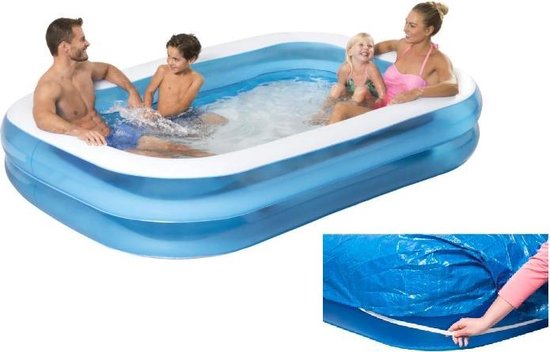 Familliezwembad - XL – Blauw - Wit - 262 x 175 x 51- Zwembad - Opblaasbaar  - 720 Liter... | bol.com