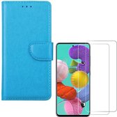 Bookcase hoesje Geschikt voor: Samsung Galaxy S10 Lite 2020 Portemonnee Turquoise met 2 stuks Glas Screen protector