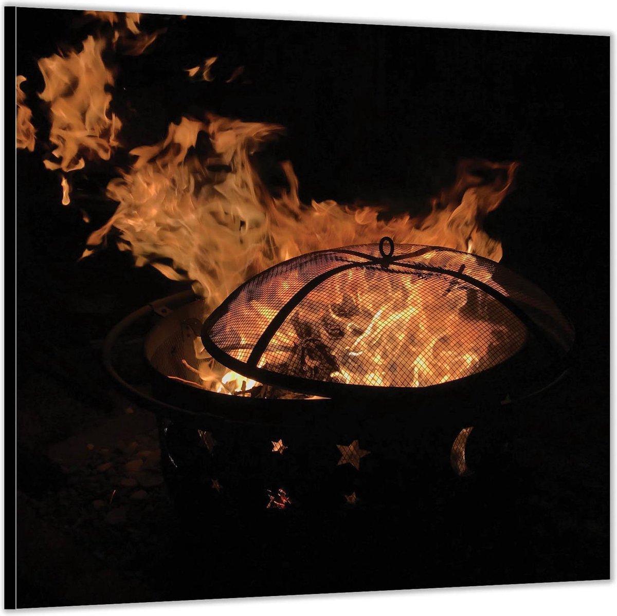 Dibond –Vuurkorf– 80x80 Foto op Aluminium (Wanddecoratie van metaal)