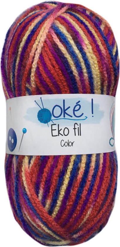 Oke Eko fil gemeleerd acryl garen - multicolor (324) - naald 3,5 a 4 - 5  bollen | bol.com