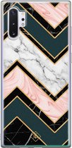 Samsung Note 10 Plus hoesje siliconen - Marmer triangles | Samsung Galaxy Note 10 Plus case | multi | TPU backcover transparant