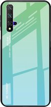 Voor Huawei Honor 20 Gradient Color Glass Case (Sky Blue)