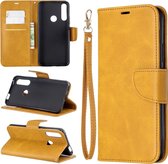 Retro lamsvacht textuur pure kleur horizontale flip pu lederen case voor Huawei P Smart Z, met houder & kaartsleuven & portemonnee & lanyard (geel)