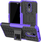 Tire Texture TPU + PC Shockproof Case voor Nokia 3.2, met houder (paars)