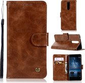 Voor Nokia 8 Retro koperen gesp Crazy Horse horizontale flip PU lederen tas met houder & kaartsleuven & portemonnee & lanyard (bruin)