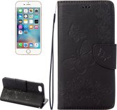 Voor iPhone 8 & 7 Pressed Flowers Butterfly Pattern Horizontal Flip Leather Case met houder & kaartsleuven & portemonnee (zwart)