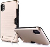 Ultradunne TPU + pc-beschermhoes voor iPhone XS Max, met kaartsleuf en houder (goud)